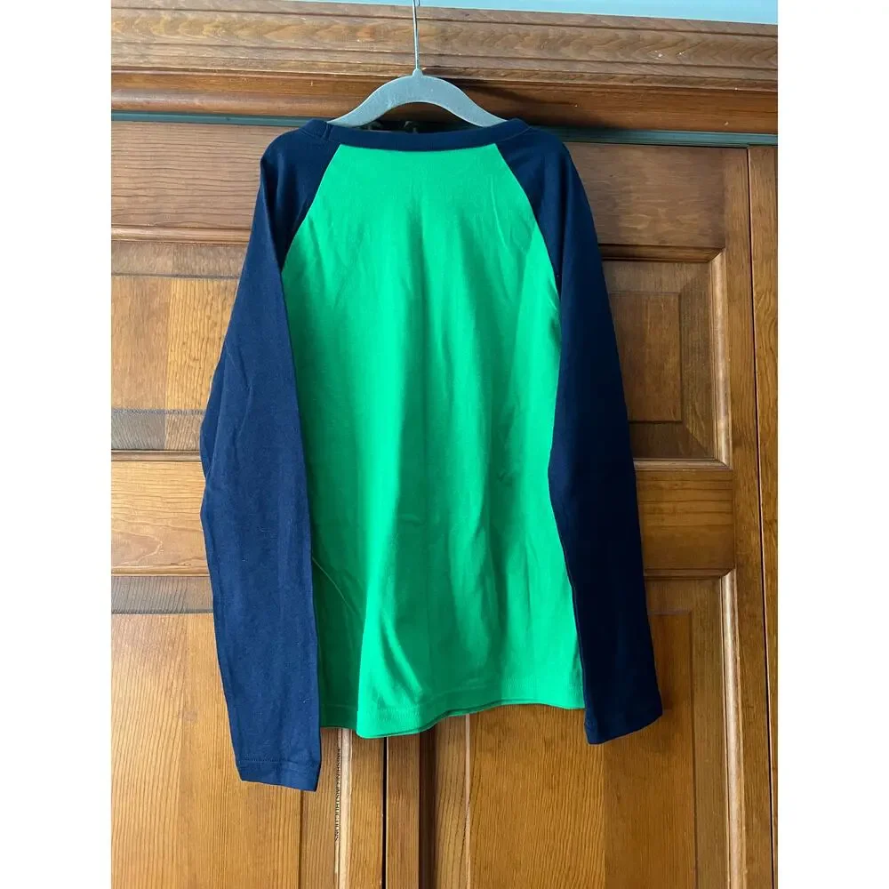 Gap Kids Boys' Color-Blocked Raglan Long-Sleeve T-Shirt Blue/Green Size M 8-9